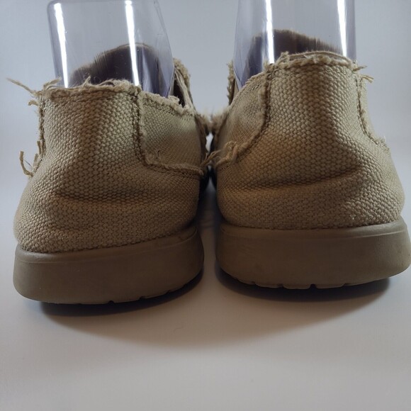 Crocs Santa Cruz Canvas Slip-On Shoes Loafers Men's 9 Tan Khaki Distressed Vibe - Picture 5 of 10